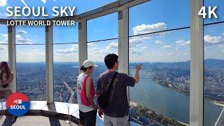 Seoul Sky Observatory Walking Tour - Lotte World Tower, South Korea 4K 서울스카이 ソウルスカイ