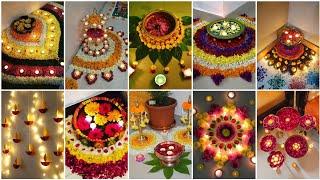 Diwali Decoration Ideas | Diwali Rangoli Ideas from flowers | Diya Decoration Ideas at Home | DIY