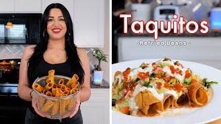 HOW TO MAKE QUICK AND EASY REFRIED BEANS TAQUITOS | Taquitos de Frijoles