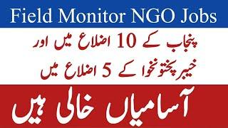 Field Monitor NGO jobs in Pakistan | Punjab NGO jobs | KP NGO field Monitor Sebcon Jobs