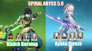 C0 Kinich Burning & C0 Ayaka Freeze | Spiral Abyss 5.0 | Genshin Impact