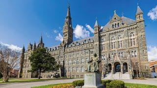  GEORGETOWN UNIVERSITY CAMPUS TOUR/CLASSROOM, RESEARCH LIBRARY, SENIOR STUDY LOUNGE/