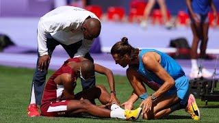 JO PARIS 2024 - L'image du jour : Mutaz Barshim, blessé et aidé par Gianmarco Tamberi