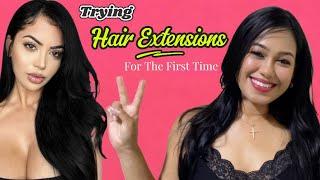 Hair Extensions Try On | Trying Hair Extensions for the First Time