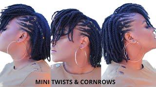 #MINITWISTS MINI TWISTS & CRISS CROSS CORNROWS ON MEDUIM TYPE 4 NATURAL HAIR| QUARANTINE HAIRSTYLE