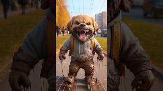 Cute puppy is angry looks like a monster  #ai #dog #aidog #cute #horror #cartoon #memes #aiart