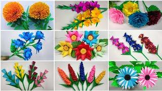 Paper Flowers || 9 Different and Beautiful Paper Flower Craft Ideas || Room Decor || DIY crafts