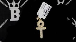 Bubble Ankh Cross CZ 10K Yellow Gold Pendant | Hip Hop Bling Jewelry