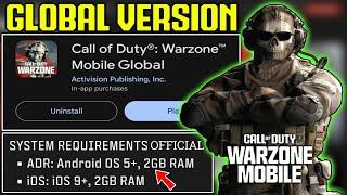 Warzone Mobile Global Version New Minimum Requirements (Android & iOS 2GB Ram) Cod Warzone Mobile