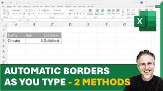 Make Borders Automatically Appear as You Input Data in Excel - 2 Methods