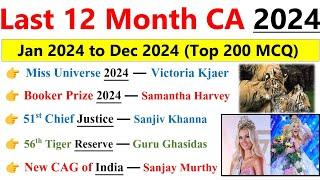 Last 12 months Current Affairs 2024 | January to December 2024 | last 12 month Current Affairs