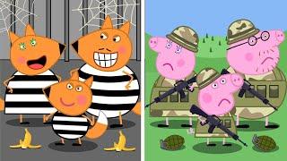 Freddy Family PRISONERS vs Peppa Family MILITARY | Peppa Pig Funny Animation