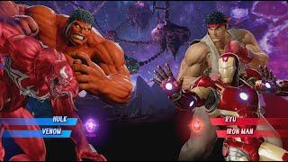 Red Hulk and Red Venom vs RYU and Iron Man - MARVEL VS. CAPCOM: INFINITE