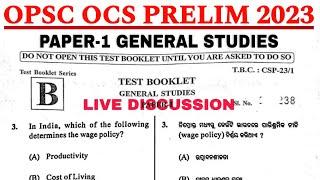 OPSC OCS Preliminary 2023 Exam Answer Key Discussion// OPSC OCS PRELIM Exam GS Paper 1 Answer Key