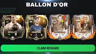 WOW! BALLON D’OR 105 RONALDO COURTOIS + TROPHY TITANS SCHMEICHEL ROONEY LEAKS IN FC MOBILE 25!