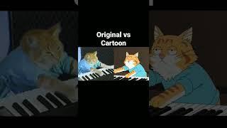 Original vs Cartoon Keyboard Cat #shorts #keyboardcat #cats #funnycats #familyguy