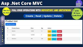 Unit of Work and Repository Pattern .Net Core | CRUD Operations in ASp.Net Core with Unit of work