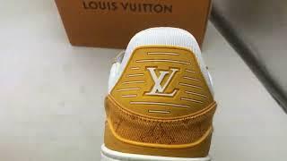 LV Trainer Yellow Monogram Denim White