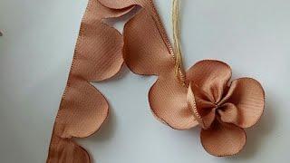 Hand Embroidery Amazing Ribbon flower, super easy/Flower Making Tutorial