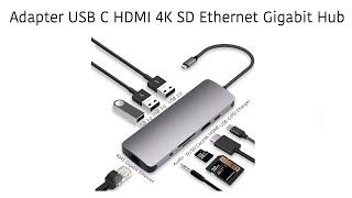 Adapter USB C HDMI 4K SD Ethernet Gigabit Hub