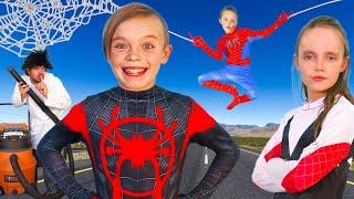 Spiderman Vs Sneaky Villain!  Superhero Showdown to get Powers Back!