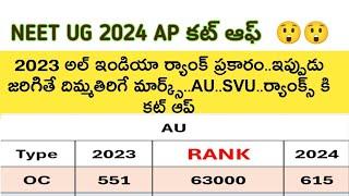 Neet ug 2024 Andhrapradesh svu and Au cut off marks based on 2023 aiq ranks | Neet hunt | neet ug in