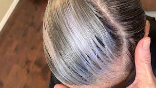 Silver highlights on pixie cut