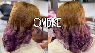 Matt blonde ombre violet hair color