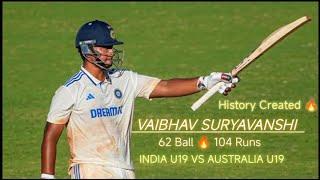 vaibhav suryavanshi Batting  62 Ball  104 run INDIA U19 VS AUSTRALIA U19 #chennai #bcci #cricket