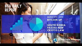 Blockchain Almanac Daily Crypto Market Report; BTC and ETH Both Up; South Korea Passes Crypto Law