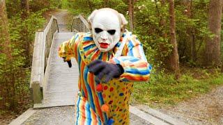 Scary Clown Destroys Camera! Clown Attack in the Woods (WeeeClown Around)