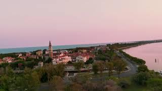 VENICE BEACH, ITALY, DRONE 4K , LIDO DI VENEZIA, ITALIA. ВЕНЕЦИЯ, ОСТРОВ - ПЛЯЖ, ДРОН 4К НА ЗАКАТЕ