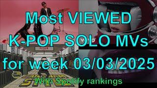 MOST VIEWED K-POP SOLO music videos March 2024 (1st week)