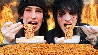 Trying the Spicy Fire Noodles Challenge