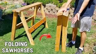 Easy DIY Folding Sawhorses. Heavy Duty & Fold Away for Easy Storage