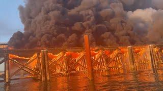 Video shows massive trestle bridge fire in Metro Vancouver
