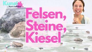 Einfache Felsen, Steine und Kiesel malen oder sketchen- das zeige ich Dir hier!