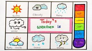 How to draw weather chart | Weather chart drawing school project |Different types of weather drawing