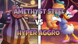 Amethyst Steel VS Hyper Aggro Lorcana Gameplay with Commentary | Meta Matchup