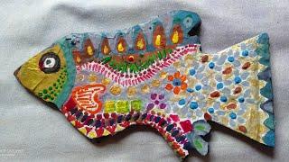 How to make cardboard wall hanging fish set | glorious creating creative