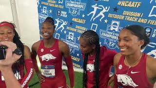 Nickisha Pryce, Kaylyn Brown, Amber Anning & Rosey Effiong After Breaking 3:17.96 NCAA 4x400m record