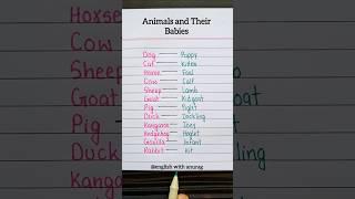 Animals and their Babies  #english #grammar #education #learning