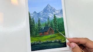 Mountain landscape painting/acrylic painting tutorial/acrylic painting for beginners tutorial