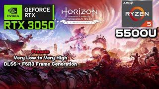 HORIZON FORBIDDEN WEST - RTX 3050 Laptop + AMD R5 5500u | Benchmark | Acer Aspire 7 - R5C5