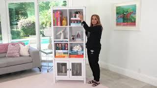 Jill Zarin Home Laguna Beach Bar Cabinet & Bookshelf with Glass Doors