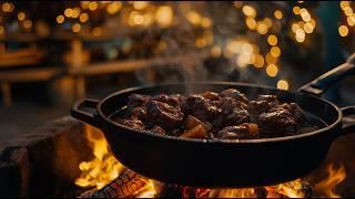 Ancient Stew Recipe Cooked Over Open Fire - A Hearty Meal for the Whole Group!