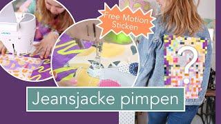 Jeansjacke pimpen mit Stoffresten | Free Motion Embroidery & Upcycling