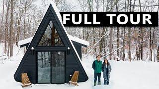 400sqft Modern Tiny A-Frame Prefab Cabin! (DEN A-Frame Weekender Tour)