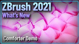 048 ZBrush 2021 Comforter Demo With MicroPoly Cloth Inflate and Dynamic Thickness