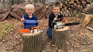 The boy’s first chainsaws